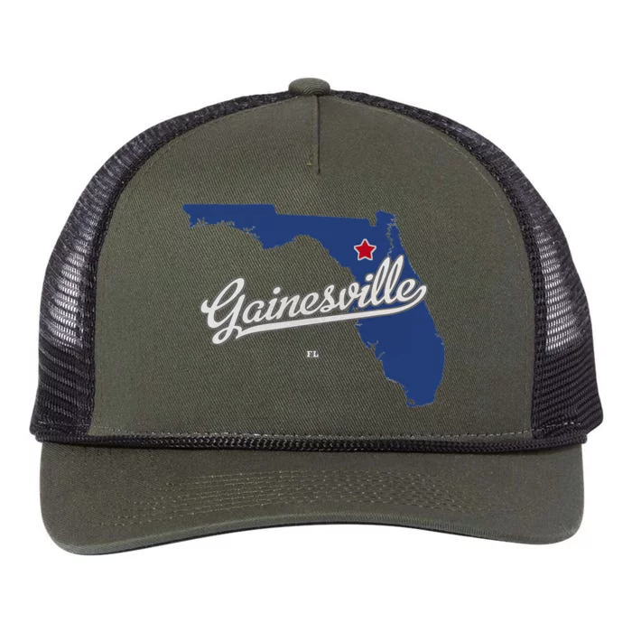 Gainesville Florida FL Map Retro Rope Trucker Hat Cap