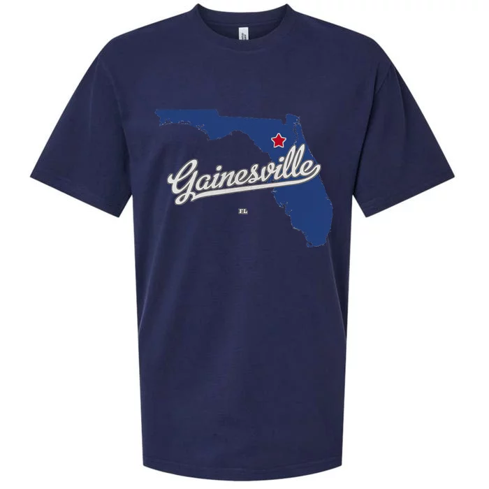 Gainesville Florida FL Map Sueded Cloud Jersey T-Shirt