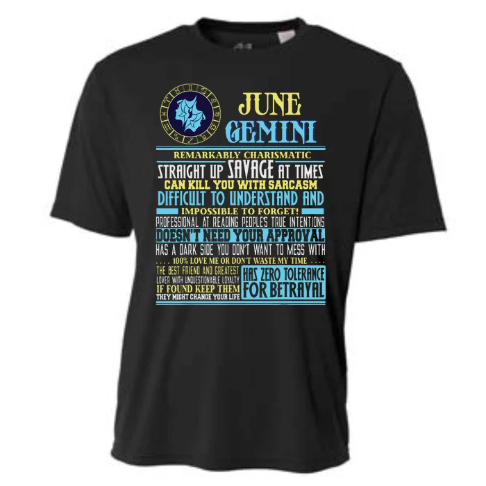 Gemini Facts Funny June Gemini Birthday Gift Cooling Performance Crew T-Shirt