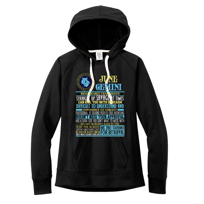 Gemini Facts Funny June Gemini Birthday Gift Women's Fleece Hoodie