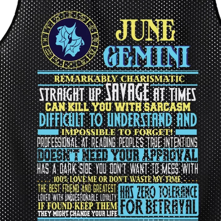 Gemini Facts Funny June Gemini Birthday Gift Mesh Reversible Basketball Jersey Tank