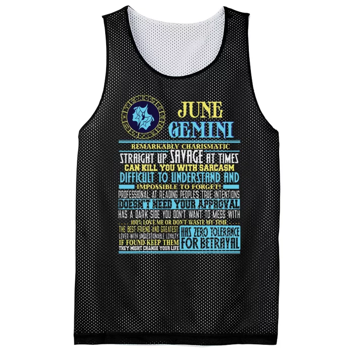 Gemini Facts Funny June Gemini Birthday Gift Mesh Reversible Basketball Jersey Tank