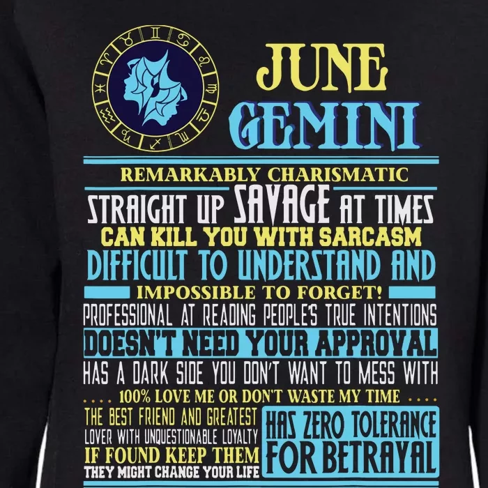 Gemini Facts Funny June Gemini Birthday Gift Womens California Wash Sweatshirt