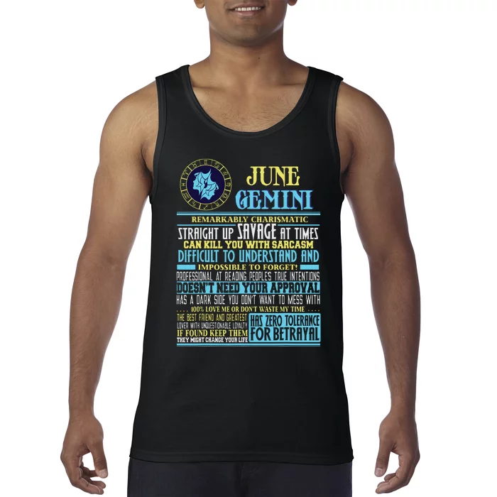 Gemini Facts Funny June Gemini Birthday Gift Tank Top