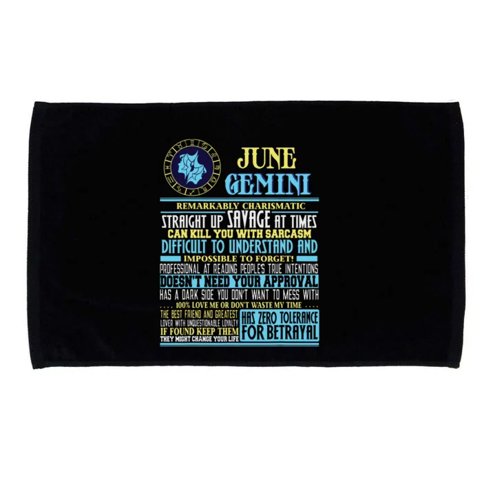 Gemini Facts Funny June Gemini Birthday Gift Microfiber Hand Towel