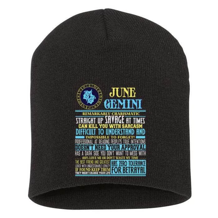 Gemini Facts Funny June Gemini Birthday Gift Short Acrylic Beanie