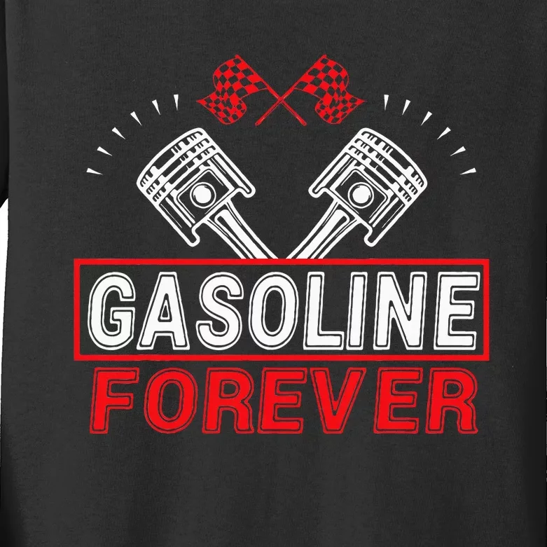 Gasoline Forever Funny Gas Cars Kids Long Sleeve Shirt