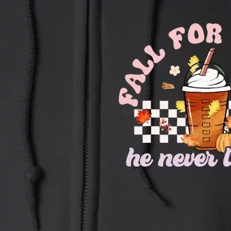 Groovy Fall For Jesus He Never Leaves Pumpkin Spice Autumn Full Zip Hoodie