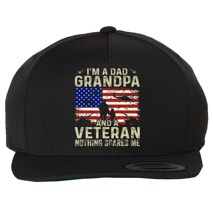 Grandpa For Fathers Day I'm A Dad Grandpa Veteran Wool Snapback Cap