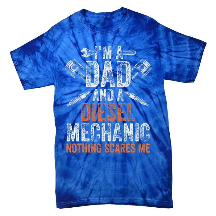 Gift For Funny Fathers Day Halloween Diesel Mechanic Dad Tie-Dye T-Shirt