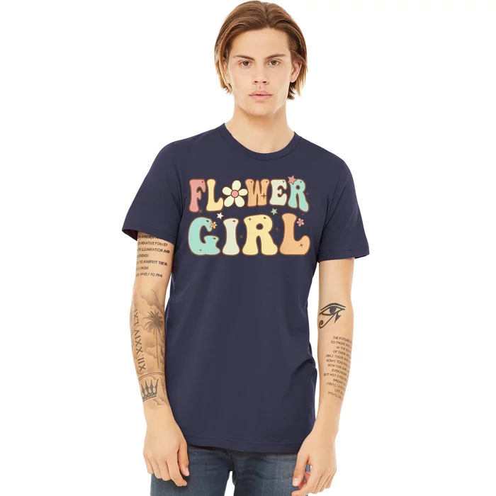 Groovy Flower Girl Wedding Proposal Bridesmaid Flower Girl Premium T-Shirt