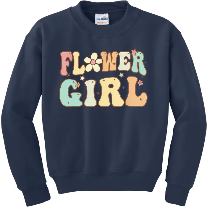 Groovy Flower Girl Wedding Proposal Bridesmaid Flower Girl Kids Sweatshirt