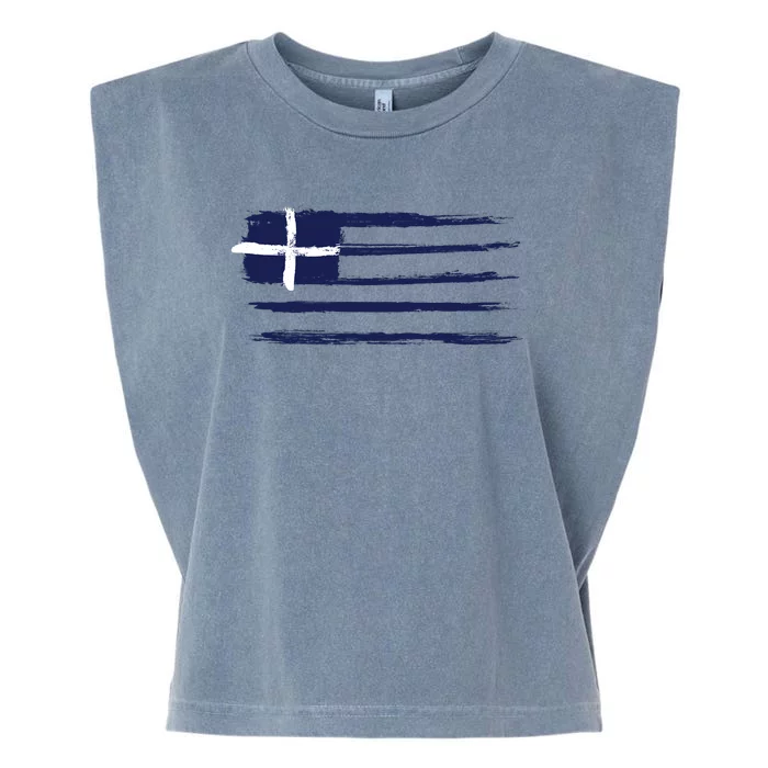 Greece Flag Garment-Dyed Women's Muscle Tee