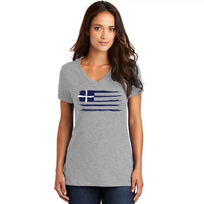 Greece Flag Women's V-Neck T-Shirt