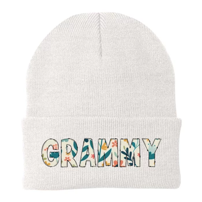 Grammy Floral Knit Cap Winter Beanie