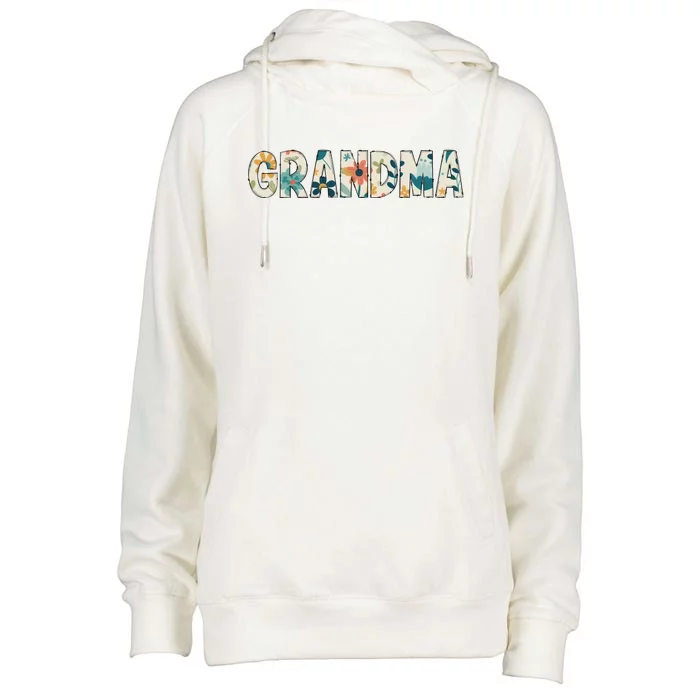 Grandma Floral Womens Funnel Neck Pullover Hood