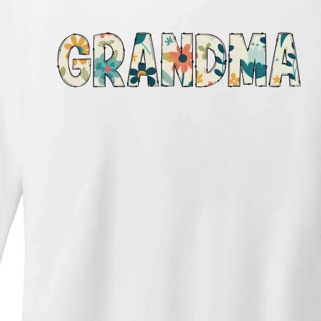 Grandma Floral Womens CVC Long Sleeve Shirt