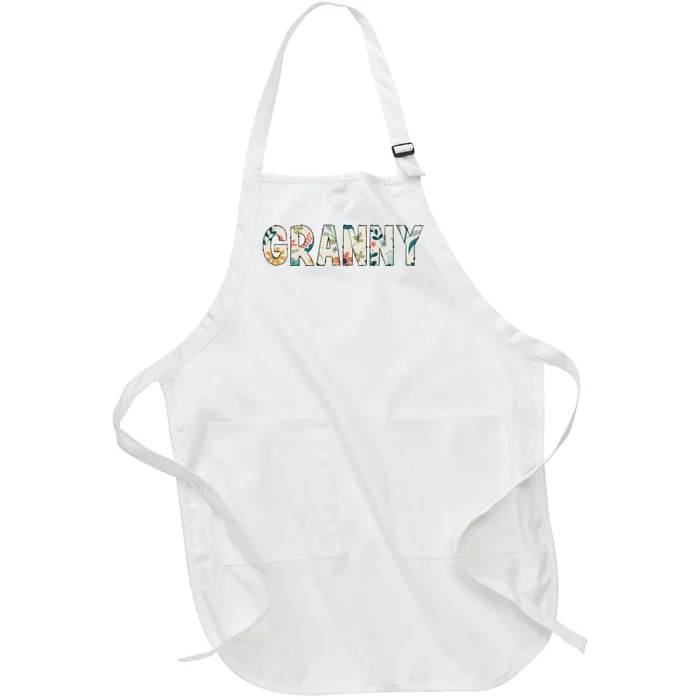 Granny Floral Full-Length Apron With Pocket