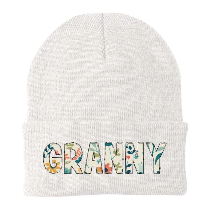 Granny Floral Knit Cap Winter Beanie