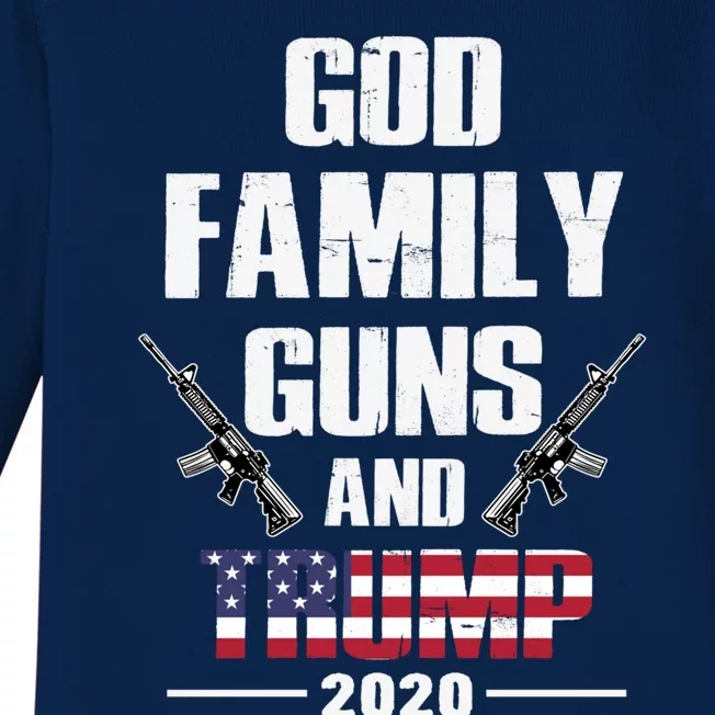 God Family Guns And Trump 2020 2nd Adt And Jesus Christ Gift Baby Long Sleeve Bodysuit