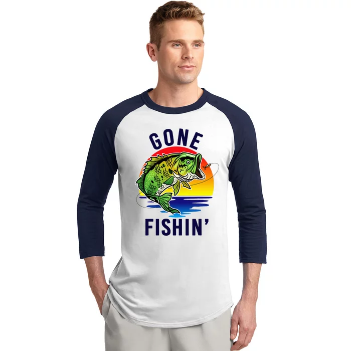 Gone Fishing Baseball Sleeve Shirt