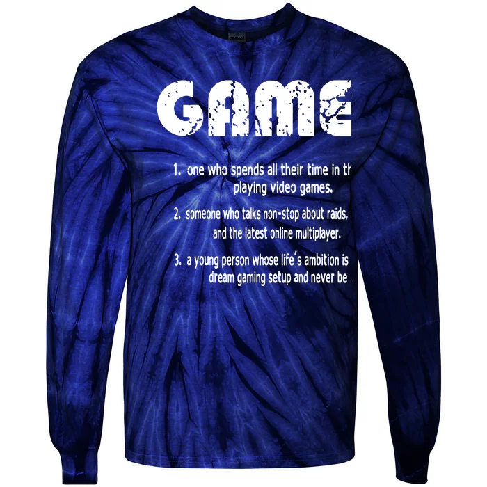 Gamer Funny Gamer Definition Video Games Gaming Teen Tie-Dye Long Sleeve Shirt