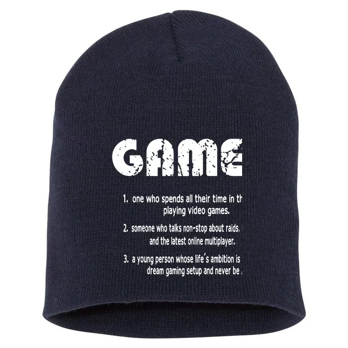 Gamer Funny Gamer Definition Video Games Gaming Teen Short Acrylic Beanie