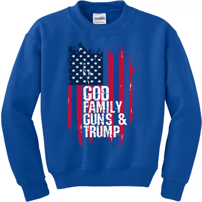 God Family Guns And Trump Gift Great Gift Kids Sweatshirt