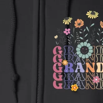 Grandma Flowers Groovy Retro Hippie Wildflower Full Zip Hoodie