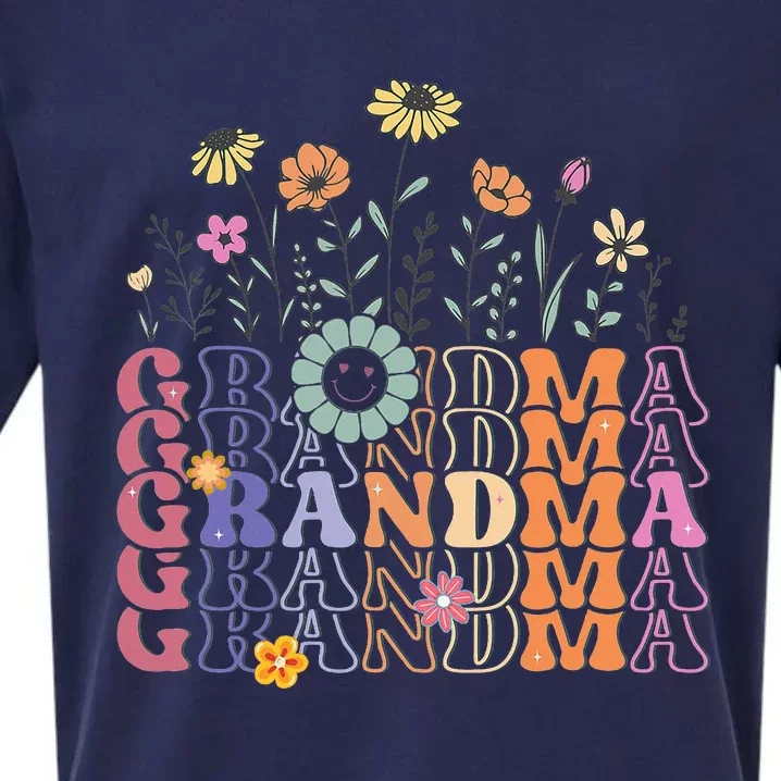 Grandma Flowers Groovy Retro Hippie Wildflower Sueded Cloud Jersey T-Shirt