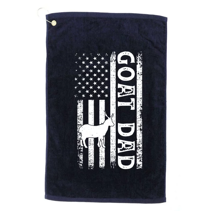 Goat Farmer Gift American Flag Goat Dad Funny Platinum Collection Golf Towel