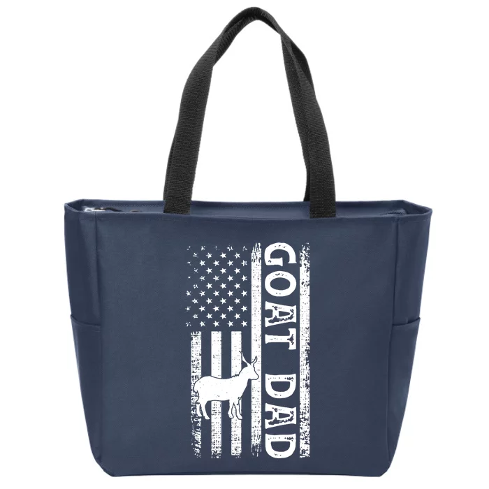 Goat Farmer Gift American Flag Goat Dad Funny Zip Tote Bag