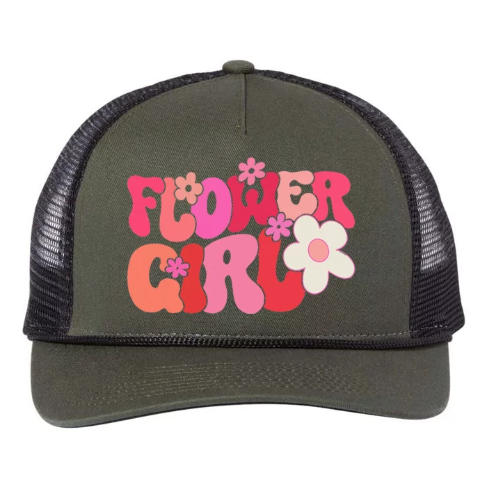 Groovy Flower Girl A Bridesmaid Proposal Flower Retro Rope Trucker Hat Cap