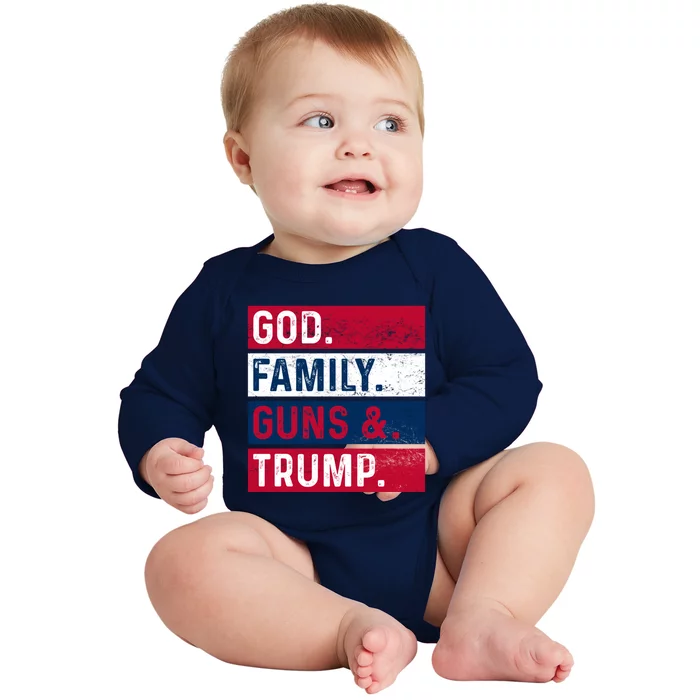 God Family Guns And Trump Gift Baby Long Sleeve Bodysuit