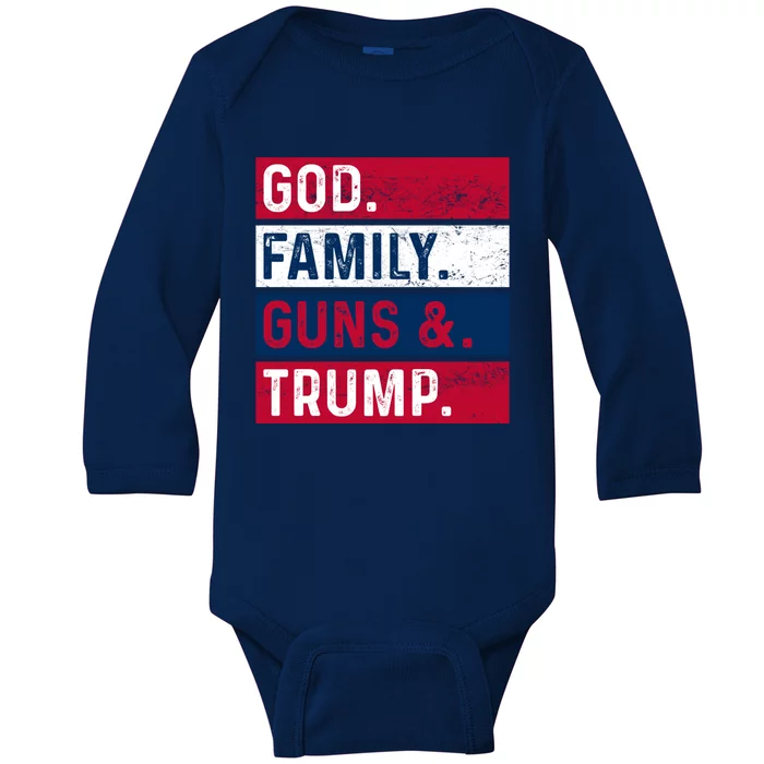 God Family Guns And Trump Gift Baby Long Sleeve Bodysuit