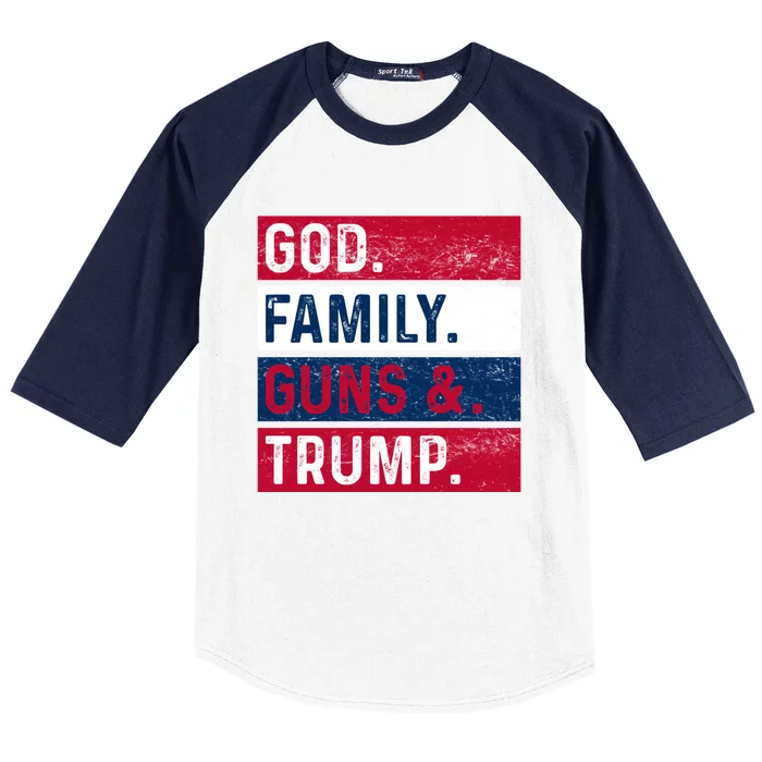 God Family Guns And Trump Gift Baseball Sleeve Shirt