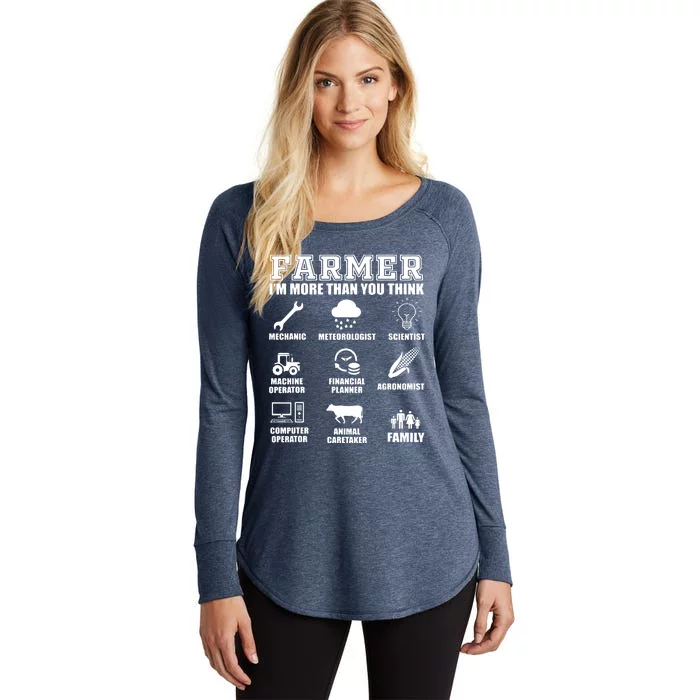 Great Farmer Gift Tractor Farm Cattle Arable Farming Women's Perfect Tri Tunic Long Sleeve Shirt