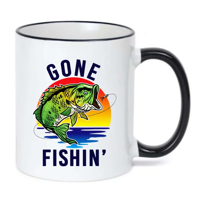 Gone Fishing Black Color Changing Mug