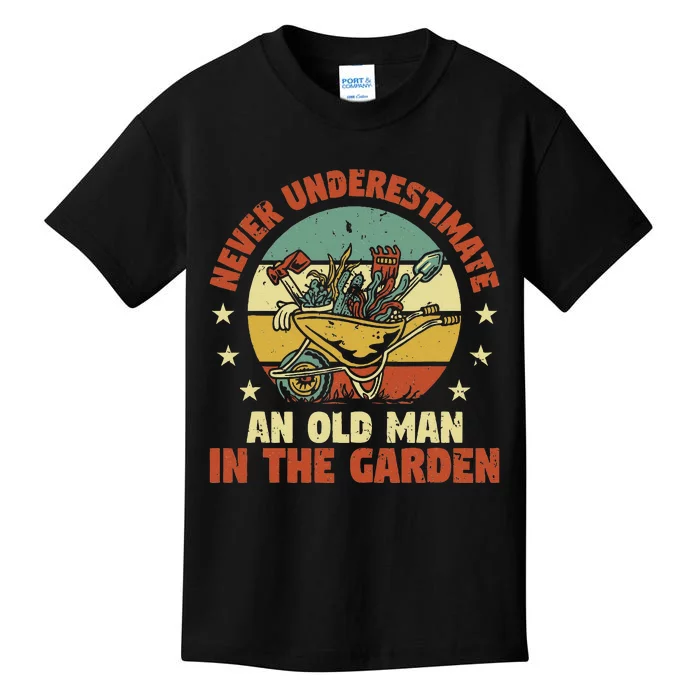 Gardener Funny Gardening An Old Man In The Garden Plant Kids T-Shirt