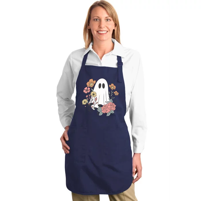 Ghost Floral Full-Length Apron With Pocket