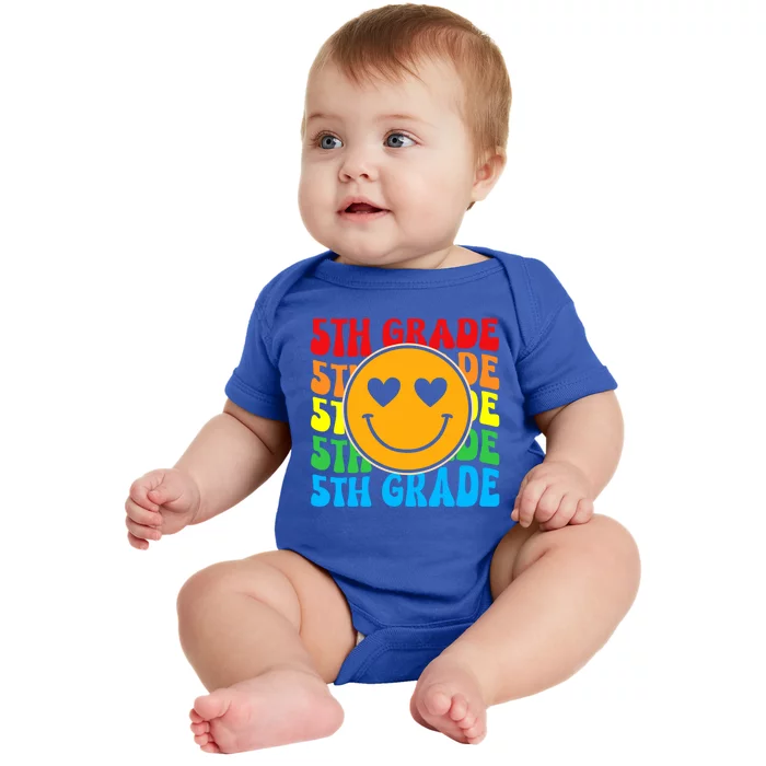 Groovy Fifth Grade Vibes Face Retro Teachers Back To School Funny Gift Baby Bodysuit