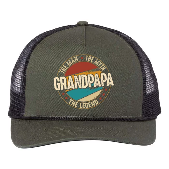 Grandpapa From Grandchildren Grandpapa Myth Legend Retro Rope Trucker Hat Cap