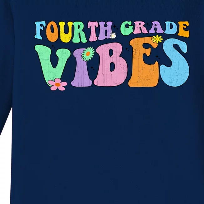 Groovy Fourth Grade Vibes Retro First Day Of School Gift Baby Long Sleeve Bodysuit