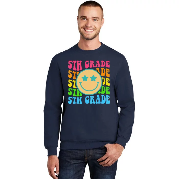 Groovy Fifth Grade Vibes Face Retro Teachers Back To School Sweatshirt