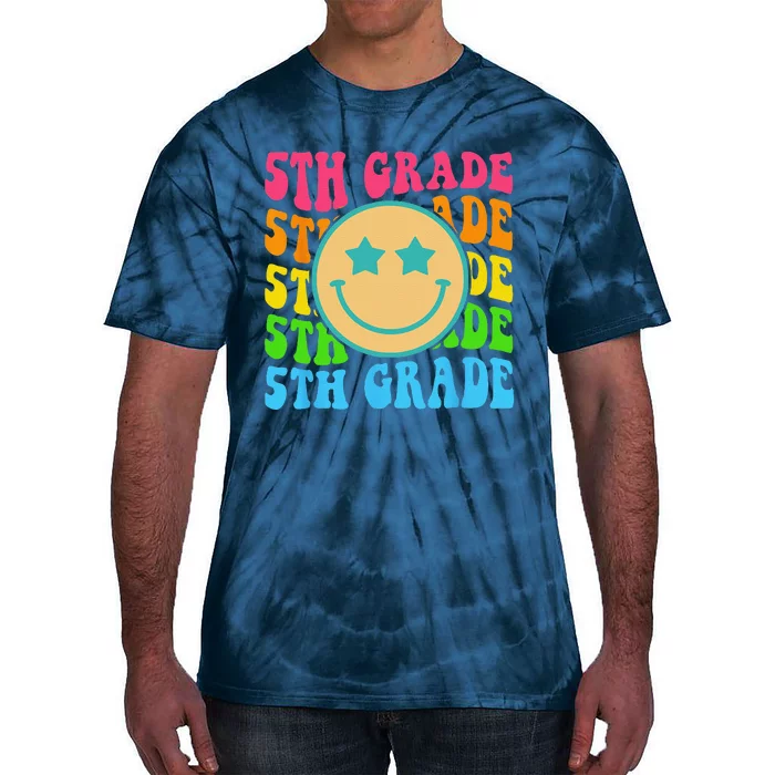 Groovy Fifth Grade Vibes Face Retro Teachers Back To School Tie-Dye T-Shirt