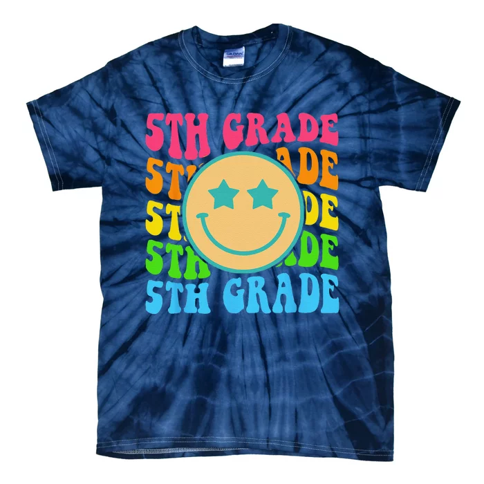 Groovy Fifth Grade Vibes Face Retro Teachers Back To School Tie-Dye T-Shirt