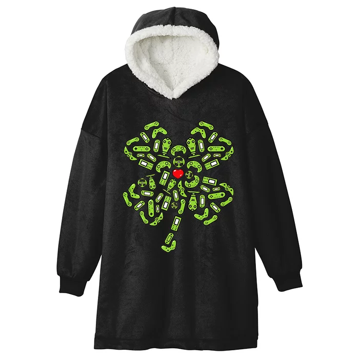 Gift for Gamer Shamrock St Patricks Day Irish Hooded Wearable Blanket