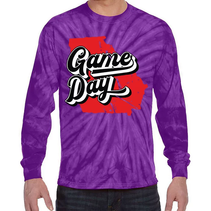 Georgia Football Game Day Vintage Tie-Dye Long Sleeve Shirt