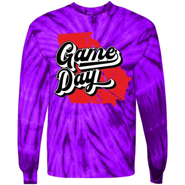 Georgia Football Game Day Vintage Tie-Dye Long Sleeve Shirt