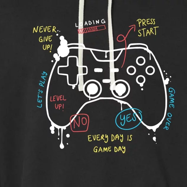 Gamer Funny Gaming Remote Everyday Is Game Day Garment-Dyed Fleece Hoodie